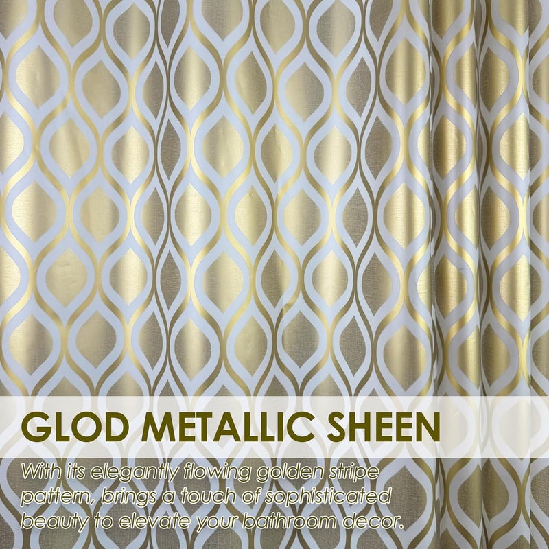 TRIMENGO Plastic Shower Curtain Liner, Gold Striped Pattern, Waterproof Printed PEVA Shower Curtain with Design, Rustproof Grommets, Standard Size 70x72 Bathtub Curtain for Bathroom (Pack of 1) - Image 3